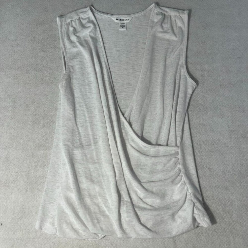 Athleta Breezy Wrap Tank Medium M White Modal Sleeveless V-neck